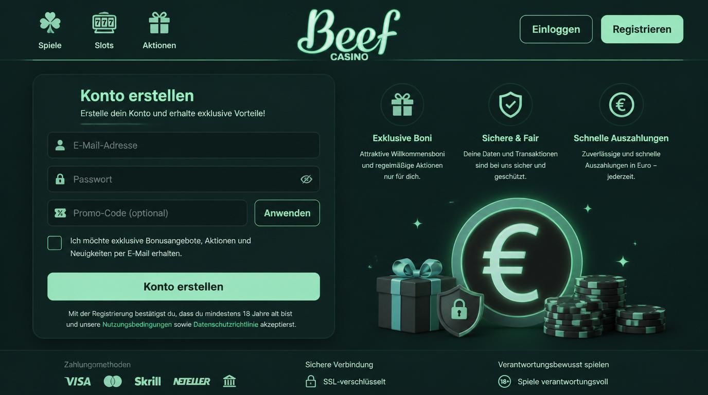 Promo-Code im Registrierungsformular, Bonus eintragen