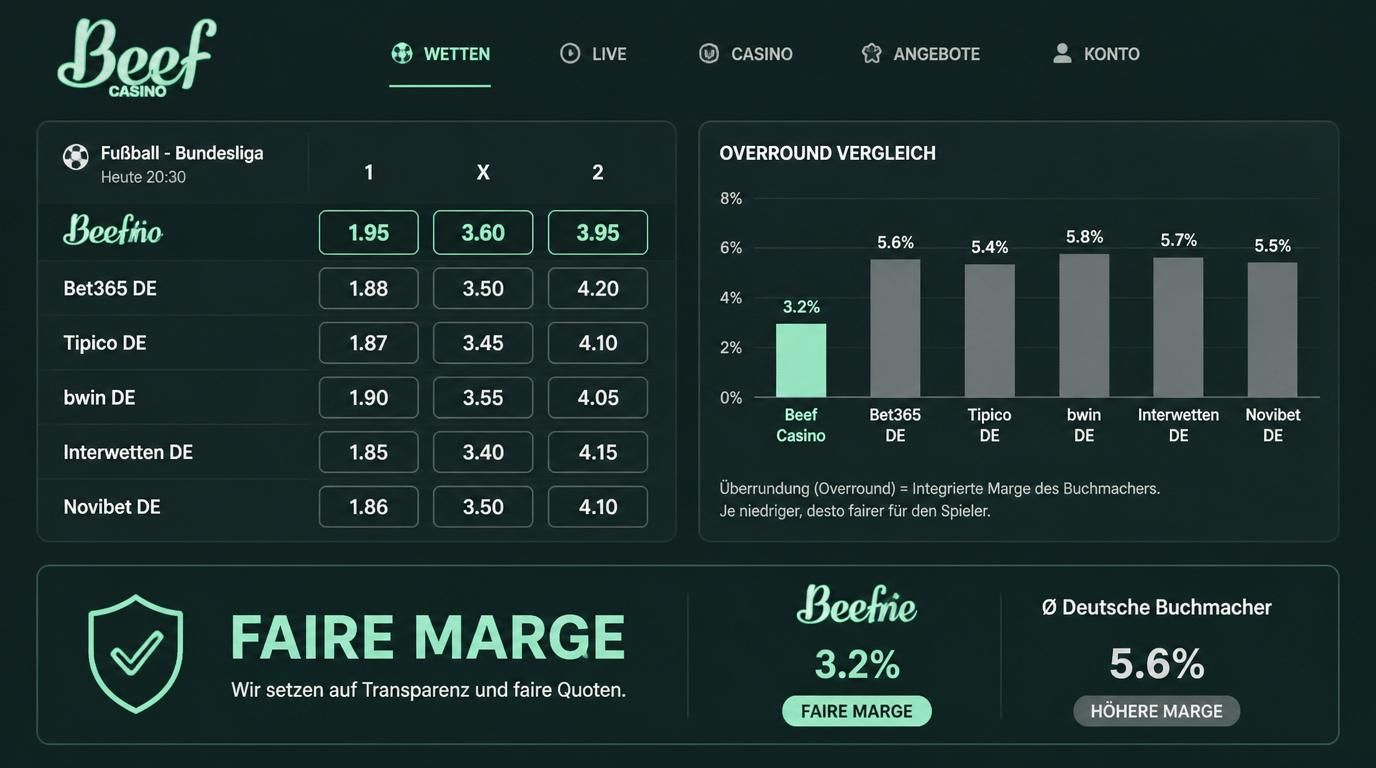 Bildschirm mit Wettquoten-Diagramm und dem Text “Faire Marge”